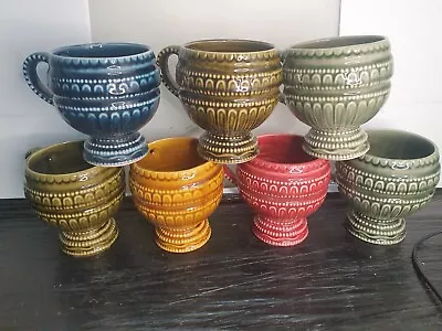 Buy 70s Vintage Retro Mugs Kitsch Portugal Tiki Pottery Mugs X7 • 19.99£