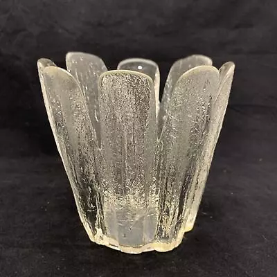 Buy Scandinavian Art Glass Ice Textured Crown Clear Glass Candle Holder VTG 5.25  • 23.70£