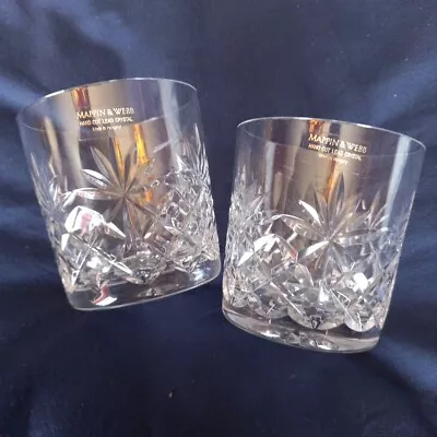 Buy Stunning Pair Of Mappin Webb, Hand Cut Lead Crystal Whisky Glasses • 25£