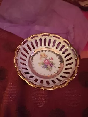 Buy Dresden Decorative Bon Bon Dish- Gilded Pierced Trinket Dish • 8£