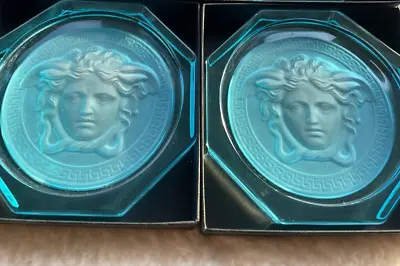 Buy Versace Rosenthal Glass Coasters 2 NEW Light Blue Brand New Colour Tableware • 69£