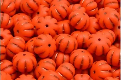 Buy Czech Pressed Glass Round Donut Melon Pumpkin Spacer Beads - Various Sizes • 3.49£
