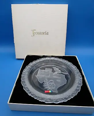 Buy FOSTORIA GLASS Our American States Commemorative Plate TEXAS W/Box 1973 Ltd Ed • 9.48£