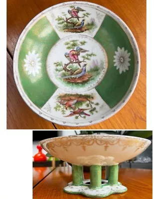Buy European Porcelain Comport Raised Dish With Birds - Sevres Style? 18cm Dia • 25£