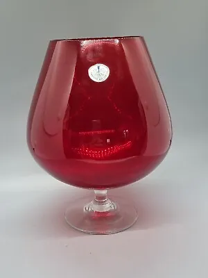 Buy 🌟Vintage Swedish Art Glass Large Red Brandy Glass Style Vase Scandinavian HG🌟 • 25£