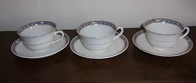 Buy 3 Cup & Saucer Set - W. H. Grindley England China - Ross - Blue Floral Band (#3) • 14.38£