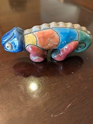 Buy Vintage Colorful Raku Pottery Baby Iguana Chameleon Handmade South Africa 4.5  • 23.83£