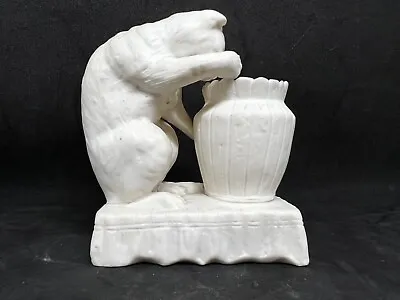 Buy Antique Parian Ware-England-A Sitting Cat Match Holder • 175.29£