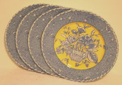 Buy Royal Stafford 11  Dinner Plates Flower Basket Blue & Yellow Set Of 4 New • 56.74£