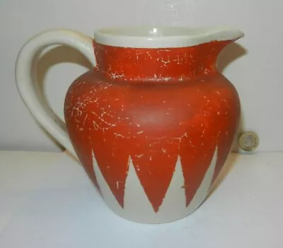 Buy Devonmoor Pottery  Vintage Jug Orange Crackle Glaze 14 Cm • 14£
