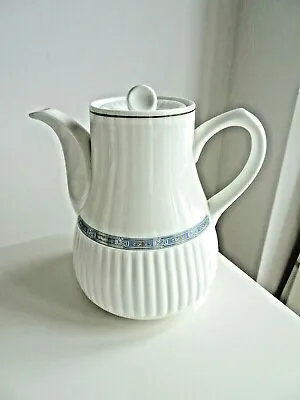 Buy Wedgwood Bone China LARGE Coffee Pot Water Jug And Lid Insignia White Blue Gold • 10£