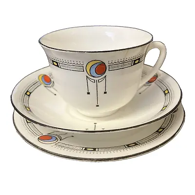 Buy Shelley Vincent Trio Pattern Cup Saucer & Side Plate Art Deco  - FREE POSTAGE • 12.95£
