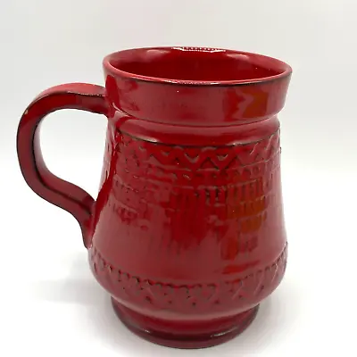Buy Bitossi Style Red Mid Century Italian Italy Pottery Large Tankard Mug Vase • 88.95£
