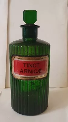 Buy Antique Green Glass Ribbed Apothecary / Chemist / Bottle - Tinct . Arnicae • 12.99£