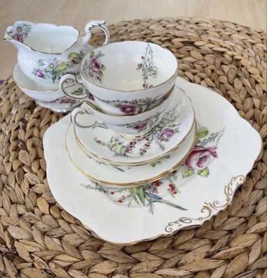 Buy Vintage Paragon The Birth Margaret Rose And Green Parrots Tea Set 9 Pieces 1930 • 225£