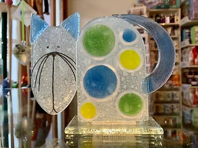 Buy Fused Glass Ornament Cat Spot Blue & Green - Nobilé Glassware - 1785-17 • 39.99£