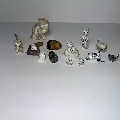 Buy Lot Of 13 Miniatures Vintage Ceramic Cats  Bug House Bone China And More! • 19.30£