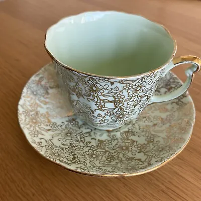 Buy CUP AND SAUCER IMPERIAL CROWN BONE CHINA GLADE GREEN Made In England • 3£