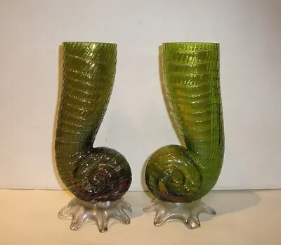 Buy Kralik Loetz Art Nouveau Iridescent Glass Shell Vase X2 Jugendstil Bohemian • 32£