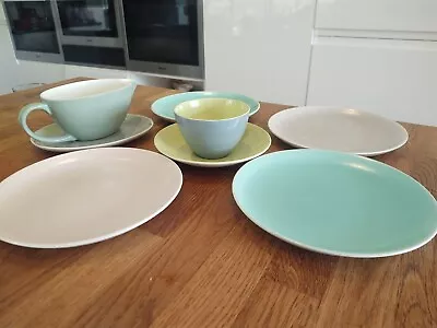 Buy Poole Pottery Twintone Blue Side Tea Plates X4 Tea Cup And Gravy Boat Lot Bundle • 10£