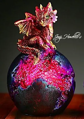Buy Dragon Baby Red Crystal Geode Egg Ornament LED Light Guardian Protector • 13.90£