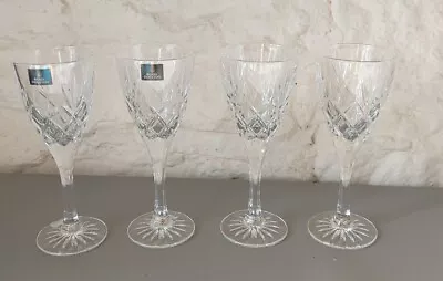 Buy 4 Royal Doulton Wine Glasses, 24% Lead Crystal Cut Glass Design. Boxed • 25£