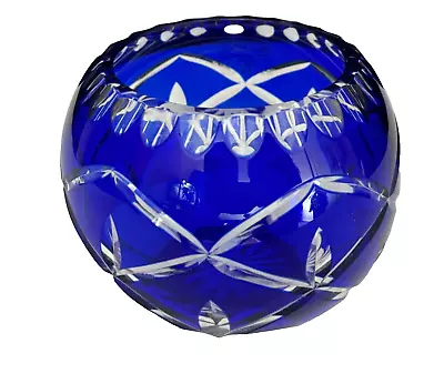 Buy Crystal Clear - Bohemian Style Cut Glass Candle Holder - Cobalt Blue • 33.20£