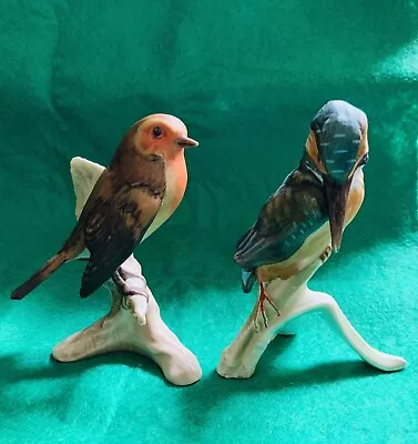 Buy 2 X Small Goebel Birds Kingfisher And Robin Figurines Matt Finnish • 7.99£
