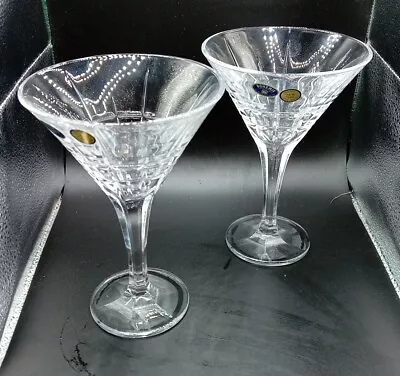 Buy Bohemia Crystal 2 Martini Cocktail Glasses New Boxed Chunky  24% Lead Crystal • 20£