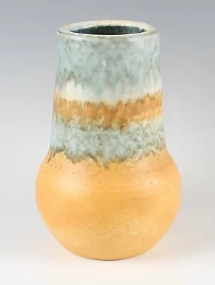 Buy Large Ruskin Pottery Late Glaze Pottery Vase In Light Teal And Orange, Stamped • 195£