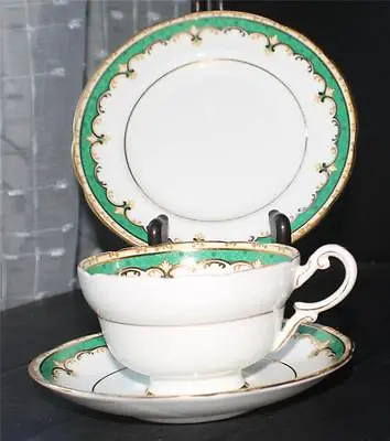 Buy Vintage 30s PARAGON Bone China Emerald Green Pattern#G3295 Trio Cup Saucer Plate • 61.66£