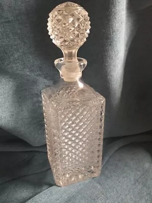 Buy Vintage Square Cut Glass Decanter 11in (PLAS22) • 8£