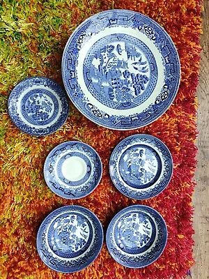Buy Elegant Blue Pottery Set Made In England Woods Ware Ironstone Mixed Bundle  • 20£