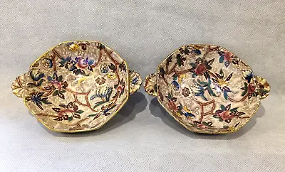 Buy Two Rare Maling Floral Chintz Design Bowls In Colors Of Pink & Burgundy Hues • 19.95£