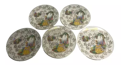 Buy Adams China Crinoline Lady Small Plates Set Of 5, Vintage ( L110), Tableware • 18.99£
