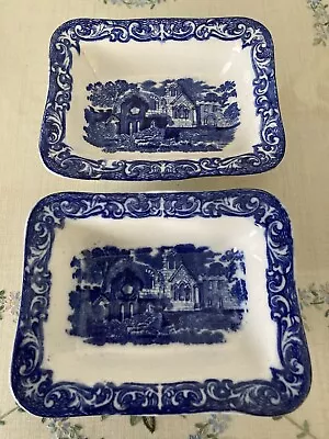 Buy George Jones & Sons Abbey 1790 Blue White China Bowl Shredded Wheat Dishes X 2 • 9.99£