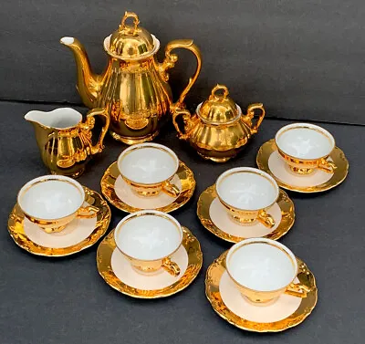 Buy Antique  Bavaria SCHLOTTENHOF Gold Porcelain Tea Coffee Demitasse Set  R1 • 575.42£