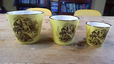 Buy 1930 S Gray S Pottery 3 Graduated Yellow Pots With Fragonard Scenes • 5£