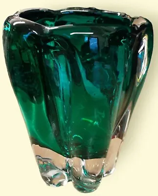 Buy Whitefriars Green Molar Vase Heavy Clear Base No Damages.  • 60.55£