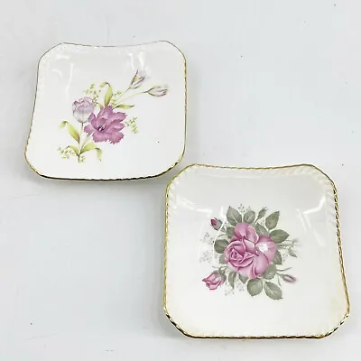 Buy Pair Of Vintage Royal Adderley Floral Bone China Butter Pats Dishes England Rose • 15.53£