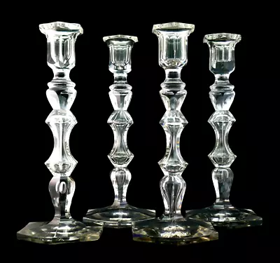 Buy C1900, Attr. Baccarat Set 4 Large Antique French Cut Crystal Glass Candlesticks • 30£