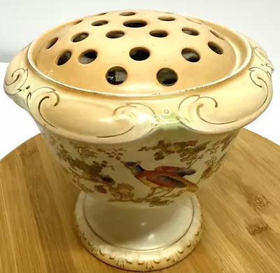 Buy Antique Crown Ducal Rose Bowl / Vase Birds & Butterflies  & Original Frog • 17.99£