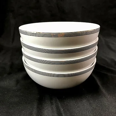 Buy Martha Stewart Odyssey Platinum Cereal Bowls Set Of 4 White Porcelain Metallic • 32.11£