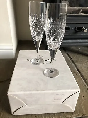 Buy Pair Of Royal Doulton Kensington Champagne Flutes Glasses • 26£