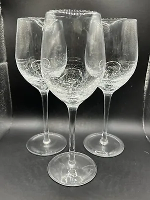 Buy 3 Pier 1 Crackle Clear Balloon Wine Glasses Red White Wine Retired 9” • 36.05£