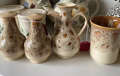 Buy Vintage Fosters Pottery Collection Salt & Pepper, Oil Jug And Vase Honeycomb • 7.99£
