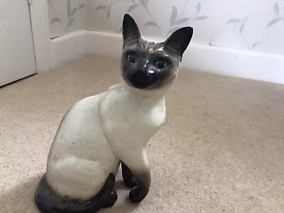 Buy 25cm Beswick (1882) Ceramic Seated Siamese Cat Vintage • 20£