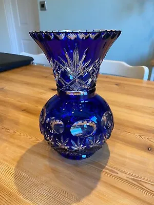 Buy Vintage Blue Cut Glass Crystal Vase - Webb Corbett • 25£