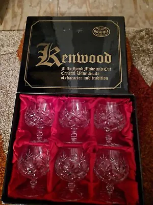 Buy Vintage Set 6 Lead Crystal Cut Brandy Dessert Wine Glasses Goblets Kenwood Czech • 30£