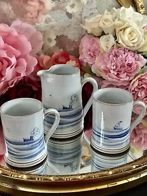 Buy Kate Scott Ceramics Stoneware Mugs Tea Cups Jug Marine Ship Sea Theme Set  X3 • 75£